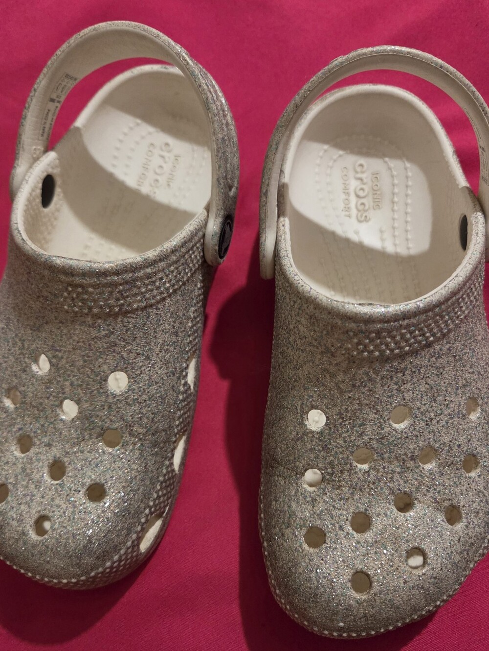 CROCS Kids Glitter Clog in Silver sz 13